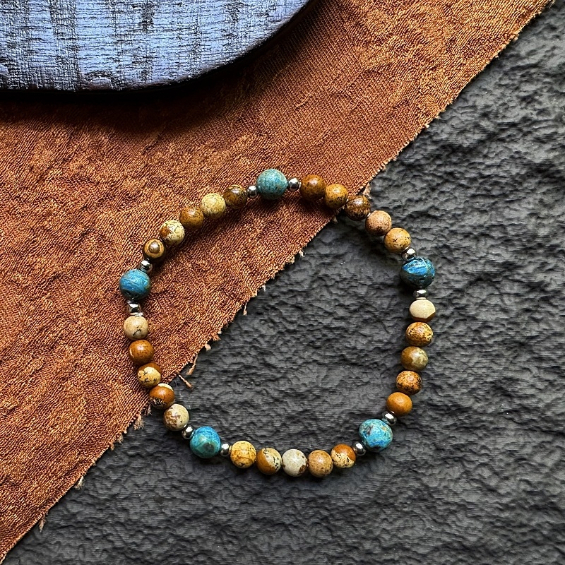 Браслет със камък с изображение, винтидж унисекс стил, геометрична форма, ръчно изработени мъниста, 40 броя в комплект