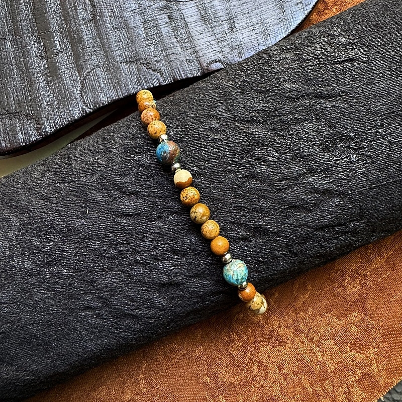 Браслет със камък с изображение, винтидж унисекс стил, геометрична форма, ръчно изработени мъниста, 40 броя в комплект