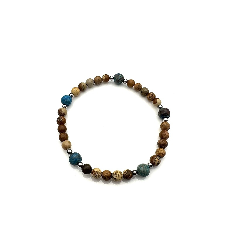 Браслет със камък с изображение, винтидж унисекс стил, геометрична форма, ръчно изработени мъниста, 40 броя в комплект