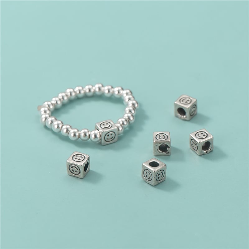 S925 sterling srebro Thai srebrne mini osmijeha perle – slobodne perle za DIY narukvicu, spacer stil, kvaliteta 925