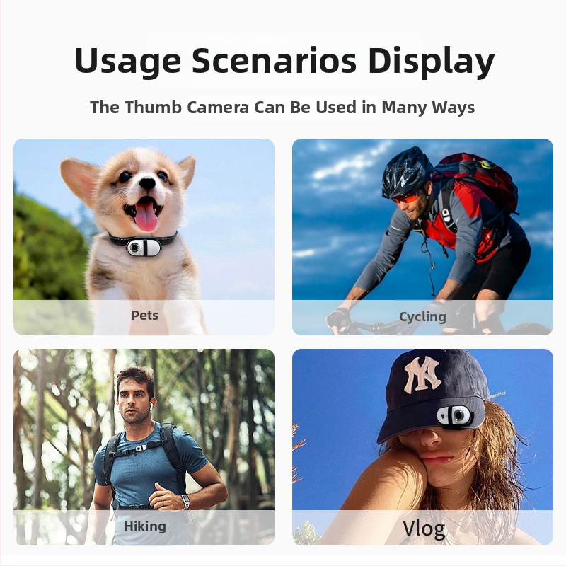 Kišeninė veiksmo kamera naminiams gyvūnėliams — 0.96in LCD, 1.0MP jutiklis, TF kortelė saugojimui, ABS korpusas, 2–3 val. baterija