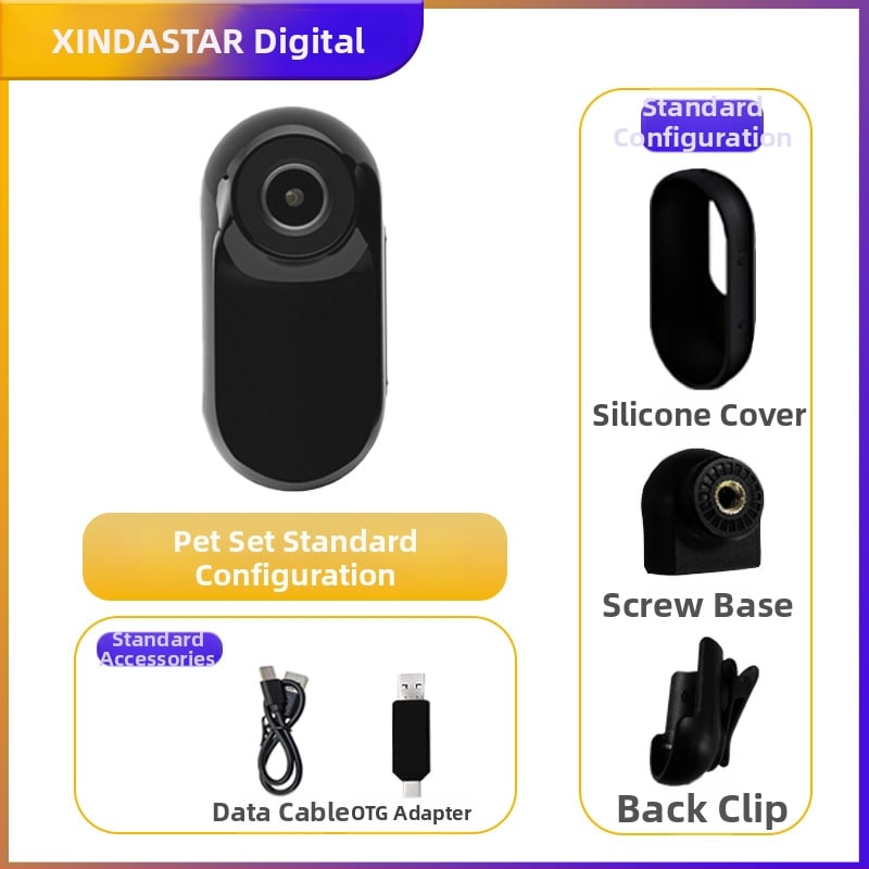 Kišeninė veiksmo kamera naminiams gyvūnėliams — 0.96in LCD, 1.0MP jutiklis, TF kortelė saugojimui, ABS korpusas, 2–3 val. baterija