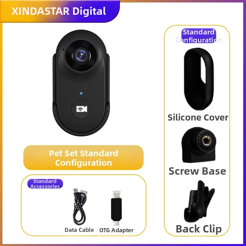 Kišeninė veiksmo kamera naminiams gyvūnėliams — 0.96in LCD, 1.0MP jutiklis, TF kortelė saugojimui, ABS korpusas, 2–3 val. baterija