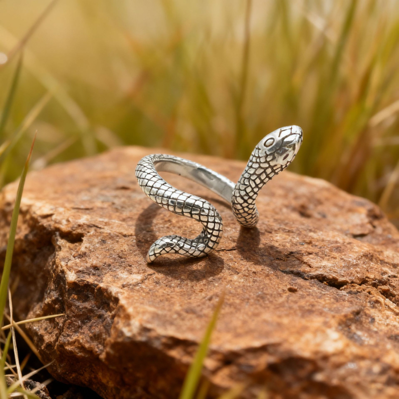 Inel în formă de șarpe - unisex - oțel titan și oțel inoxidabil 316L - electroplacare - design retro de nișă, de înaltă clasă - lansare iarnă 2025