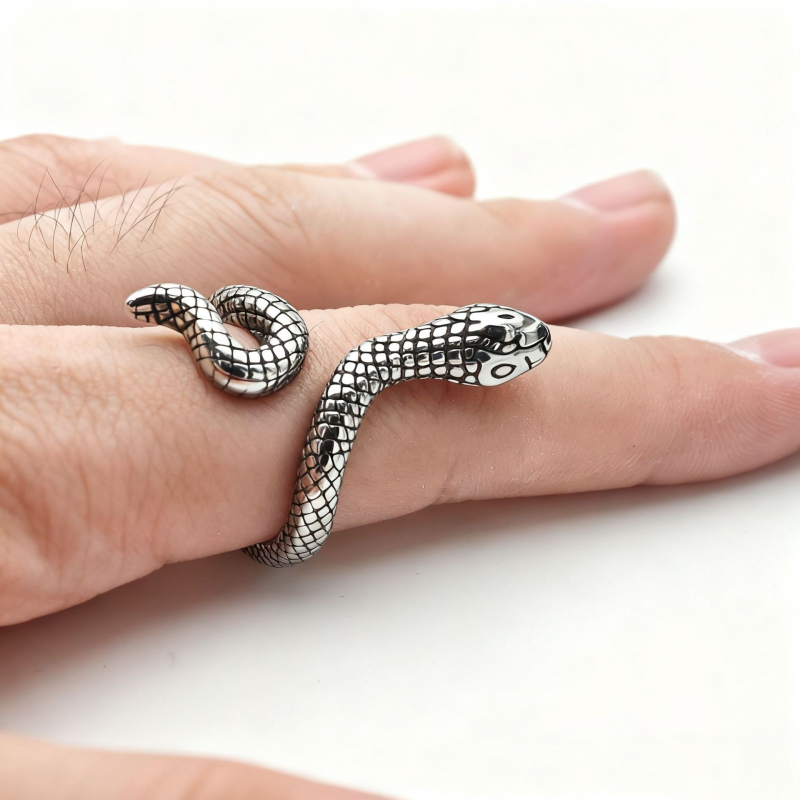 Inel în formă de șarpe - unisex - oțel titan și oțel inoxidabil 316L - electroplacare - design retro de nișă, de înaltă clasă - lansare iarnă 2025