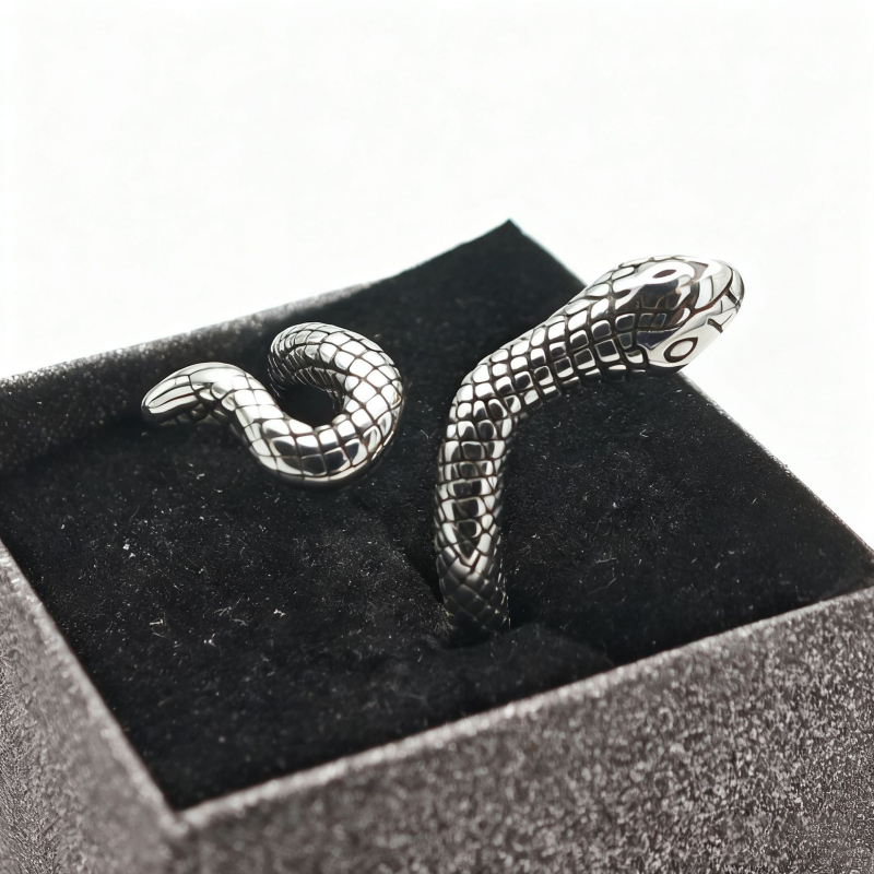 Inel în formă de șarpe - unisex - oțel titan și oțel inoxidabil 316L - electroplacare - design retro de nișă, de înaltă clasă - lansare iarnă 2025