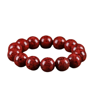 Βραχιόλι από cinnabar με σφαιρικές χάντρες, φυσικό unisex στυλ, φινίρισμα με σφράγιση, 14 χάντρες