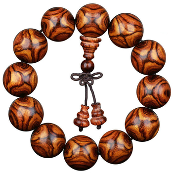 Helmedega käevõru aromaatse oksa puidust ja Huanghuali, Ghost Face ja Ghost Eye-To-Eye helmidega, 20 helmest, meestele ja naistele