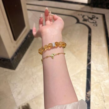 Brățară din citrin cristal, formă romb, lucrată manual, 18 mărgele, accesorii feminine în stilul nou chinezesc