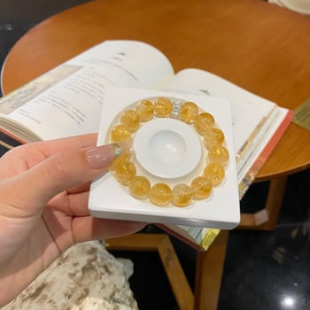 Brățară din citrin cristal, formă romb, lucrată manual, 18 mărgele, accesorii feminine în stilul nou chinezesc