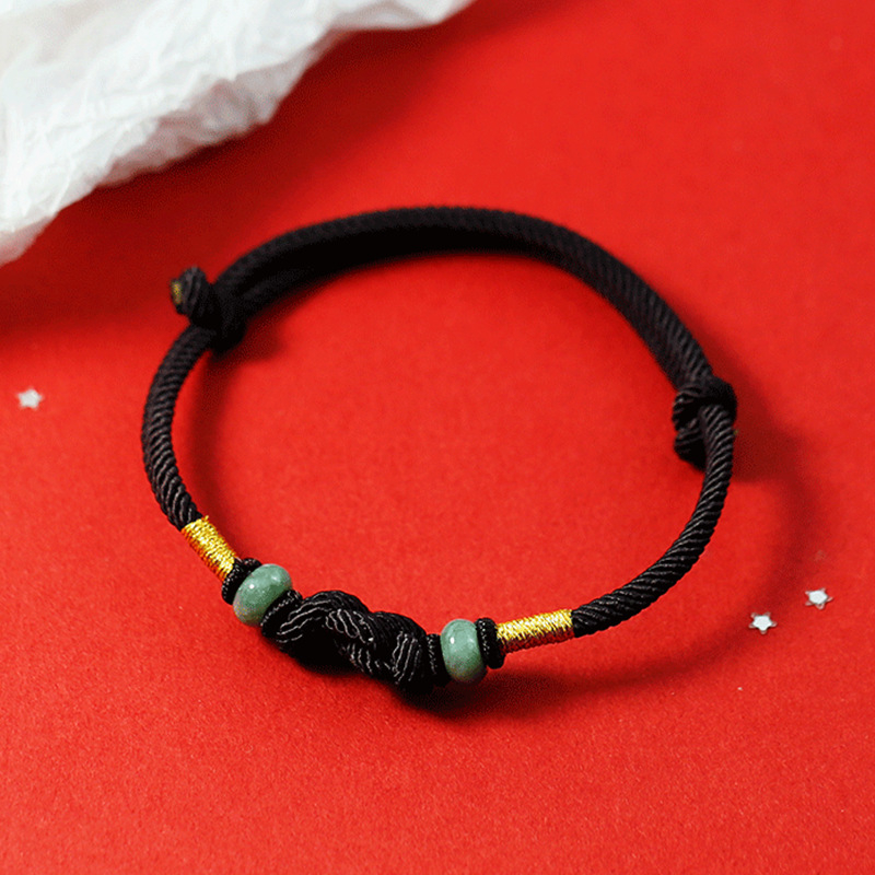 Brățară pentru cupluri - nod diamant, șnur împletit manual, mărgele de sticlă, stil geometric