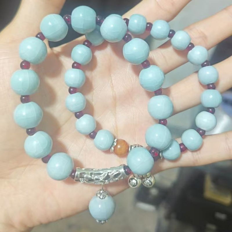 Narukvica perle – Ru porcelan, ručno izrađene, okrugle keramičke perle, kineski stil, unisex