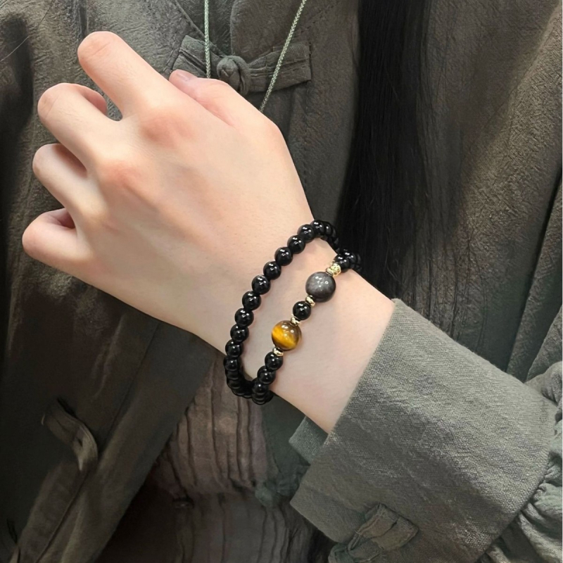 Narukvica – Unisex, Ručno izrađena, Novi kineski stil (Materijal: Obsidijan; Obrada: Ručna; Oblik: Drugo; Poklon: Suvenir s putovanja)