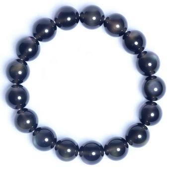 Narukvica od obsidijana s uzorkom oka, prirodni leden tip obsidijana, polirani geometrijski dizajn, unisex