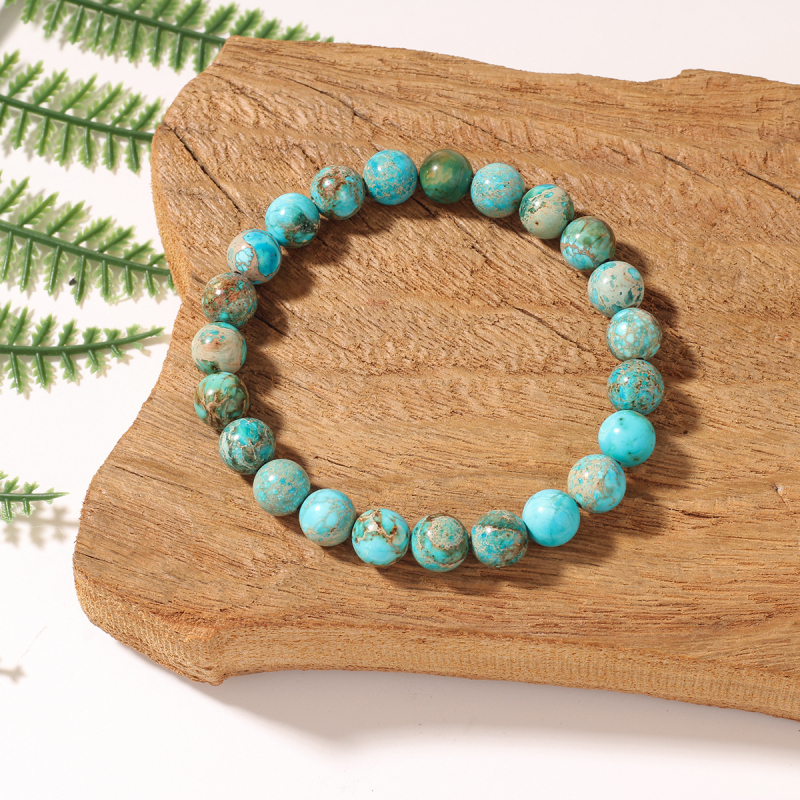 Brățară boemă din piatră naturală, mărgele rotunde, lucrată manual, unisex, 23 mărgele