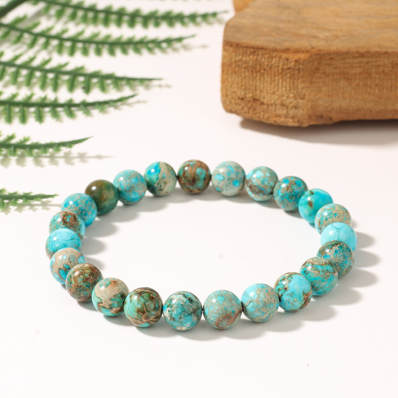 Brățară boemă din piatră naturală, mărgele rotunde, lucrată manual, unisex, 23 mărgele