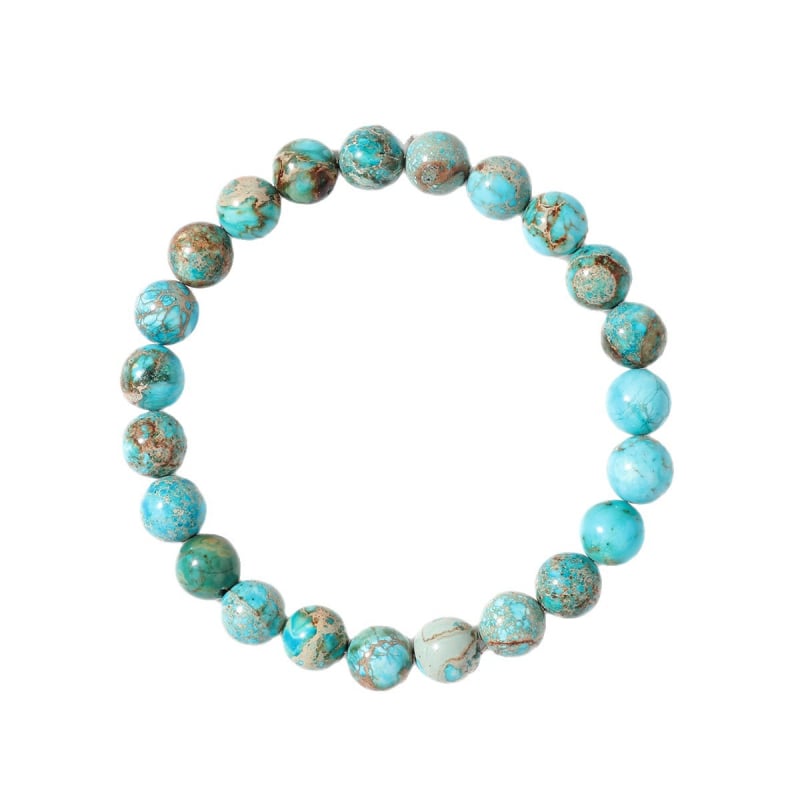 Brățară boemă din piatră naturală, mărgele rotunde, lucrată manual, unisex, 23 mărgele