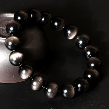 Narukvica od obsidijana, polirana, unisex, geometrijski dizajn, umjetnički retro nakit