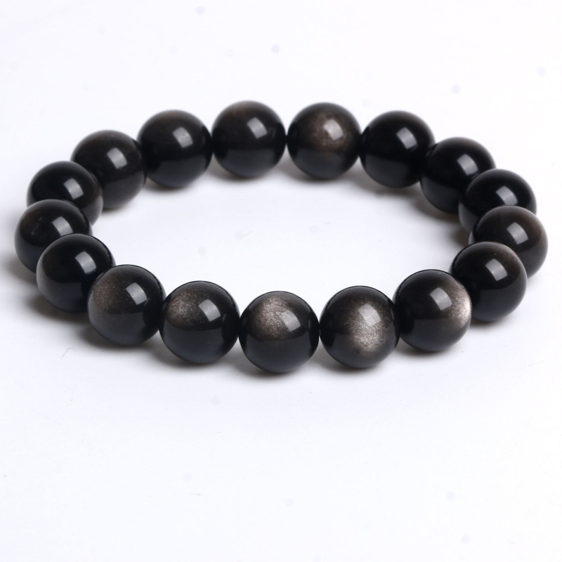Narukvica od obsidijana, polirana, unisex, geometrijski dizajn, umjetnički retro nakit