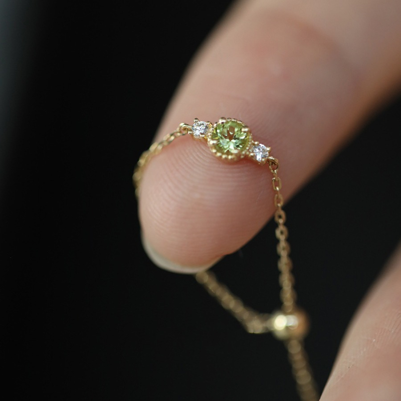S925 srebrni prsten za žene – Jasmine Olive, podesivi lanac, japanski minimalistički stil, vrhunski nakit