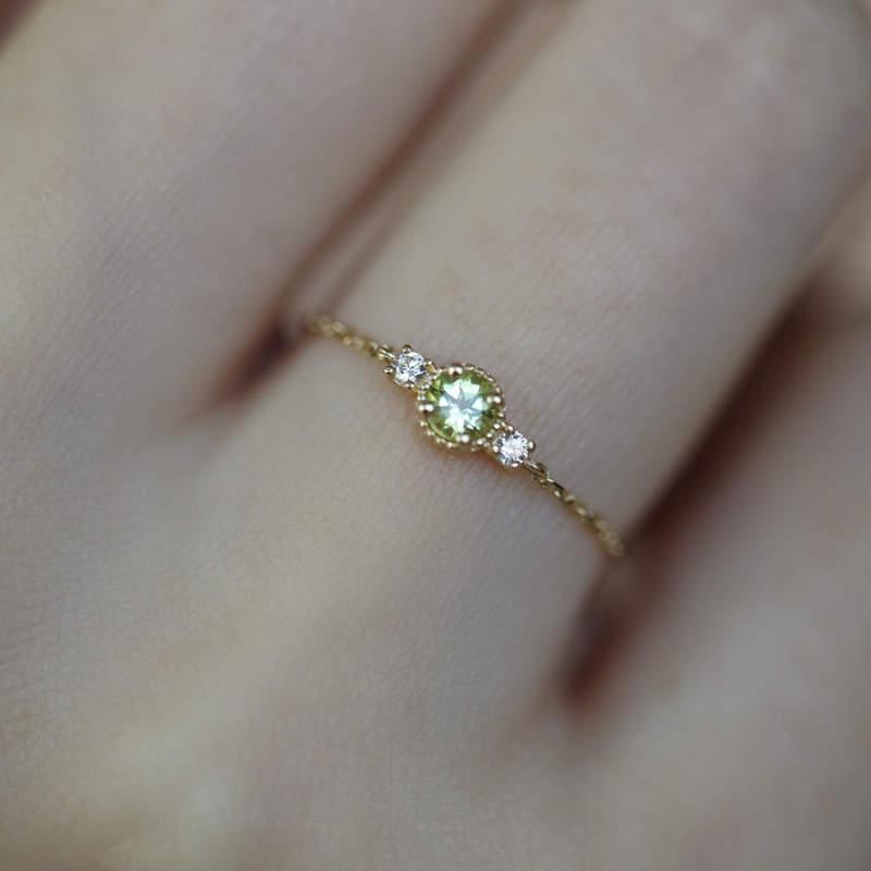 S925 srebrni prsten za žene – Jasmine Olive, podesivi lanac, japanski minimalistički stil, vrhunski nakit