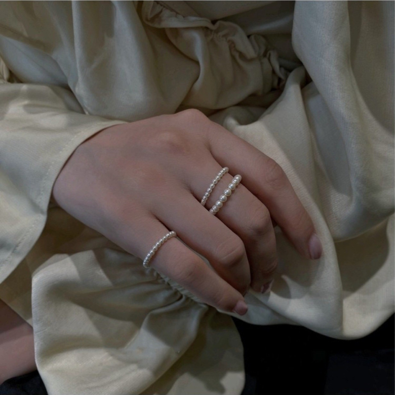 Prsten s 14K pozlatom i umjetnim perlama, nježan dizajn za žene