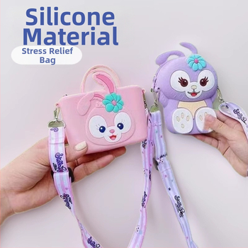 Portofel de monede din silicon pentru copii, cu iepuraș desen animat, unisex, impermeabil