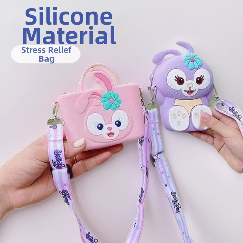 Portofel de monede din silicon pentru copii, cu iepuraș desen animat, unisex, impermeabil