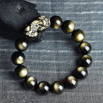 Narukvica od obsidijana High Crystal – polirana, unisex, minimalistički stil, motivi životinja/zodijak