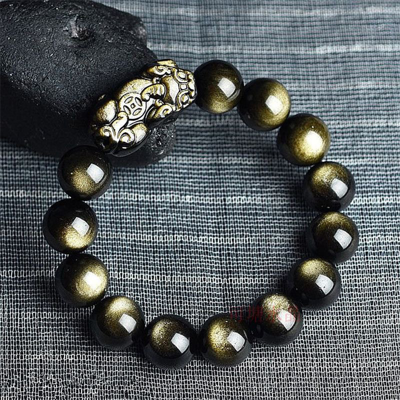 Narukvica od obsidijana High Crystal – polirana, unisex, minimalistički stil, motivi životinja/zodijak