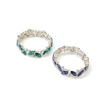 Két soros cirkónium-inkrustált ötvözet karkötő, motívum búzaszem – pár-stílus, geometriai forma