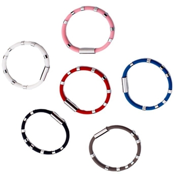 Szilikon anti-sztatikus csuklópánt mágnessel és negatív ionokkal, pár-stílusú sportos karkötő titánium-acél lánccal