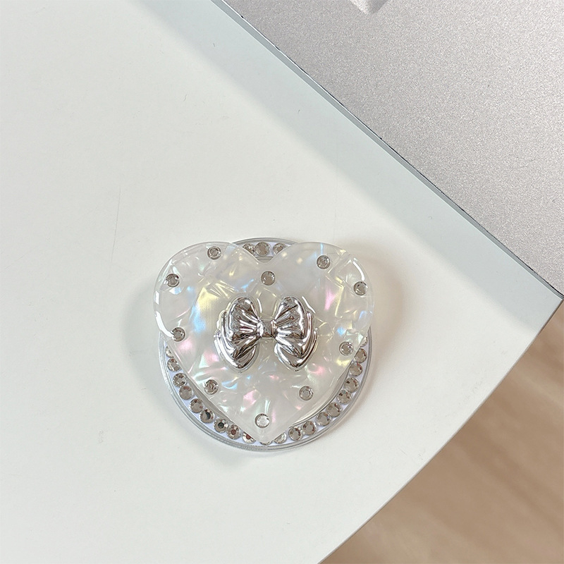 Držač za telefon s rhinestone mašnicom i jastučićem zraka – materijal smola, jednostavan dizajn, MagSafe-kompatibilan, stolni držač