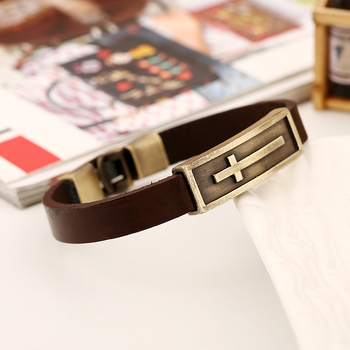 Ādas krustu rokassprādze ar ģeometrisku dizainu, unisex, zīmols Alice, modelis GTD034