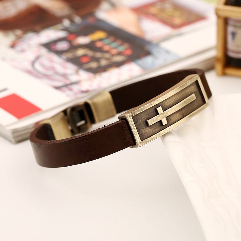 Ādas krustu rokassprādze ar ģeometrisku dizainu, unisex, zīmols Alice, modelis GTD034