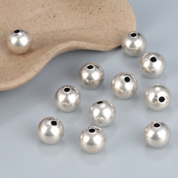 S925 srebrne okrugle perle – vintage razdjelne perle za DIY nakit, retro literarni stil