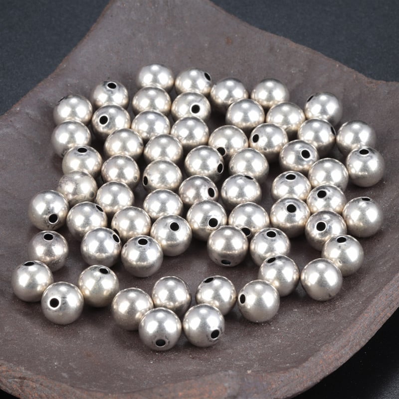 S925 srebrne okrugle perle – vintage razdjelne perle za DIY nakit, retro literarni stil