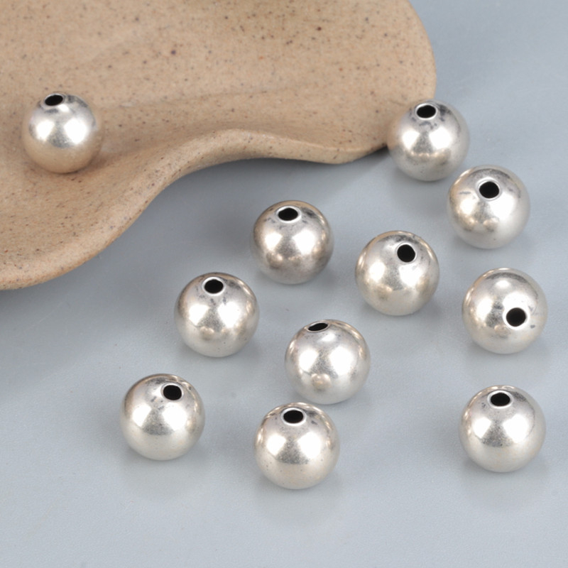 S925 srebrne okrugle perle – vintage razdjelne perle za DIY nakit, retro literarni stil