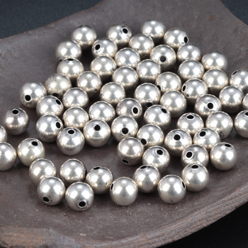 S925 srebrne okrugle perle – vintage razdjelne perle za DIY nakit, retro literarni stil