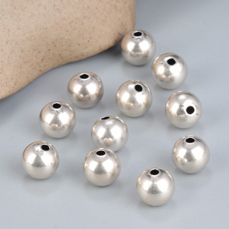 S925 srebrne okrugle perle – vintage razdjelne perle za DIY nakit, retro literarni stil