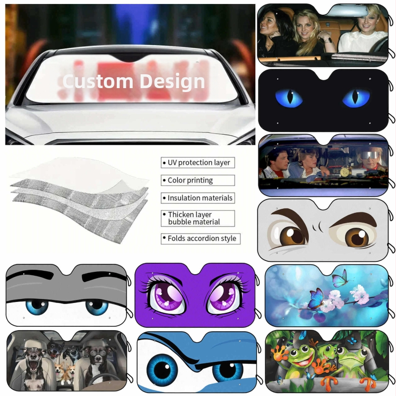 Automobiilne väline päikesekaitse alumiiniumi fooliaga, imava kinnitusega, logotüübi trükkimine võimalik, multikas motiiv, ettepoole suunatud esiklaasi piirkonnale