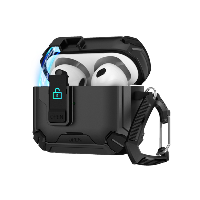 AirPods Pro tok mágneses állvánnyal és záróval – TPU puha héj, rajzfilm stílus, injekciós formázás, Apple AirPods Pro (3. generáció és 2. generáció)