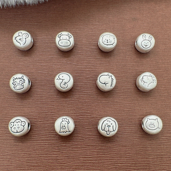 DIY dodaci za nakit - 3D srebrne zodijakalne razdjelne perle za narukvicu, ručna izrada, 99% srebro, Proljeće 2024, Silver Master Goldsmith