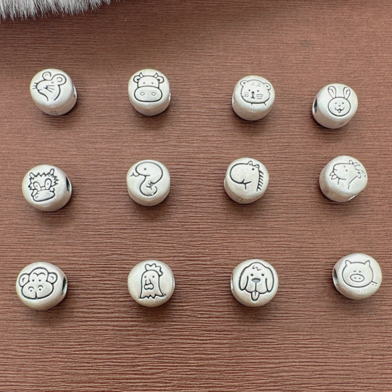 DIY dodaci za nakit - 3D srebrne zodijakalne razdjelne perle za narukvicu, ručna izrada, 99% srebro, Proljeće 2024, Silver Master Goldsmith
