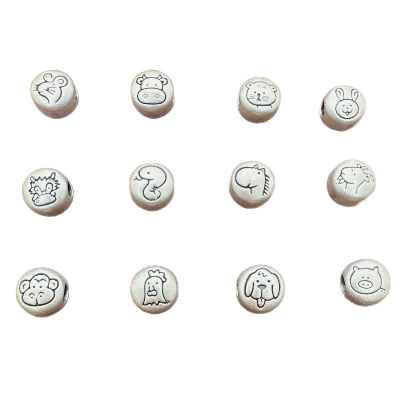 DIY dodaci za nakit - 3D srebrne zodijakalne razdjelne perle za narukvicu, ručna izrada, 99% srebro, Proljeće 2024, Silver Master Goldsmith
