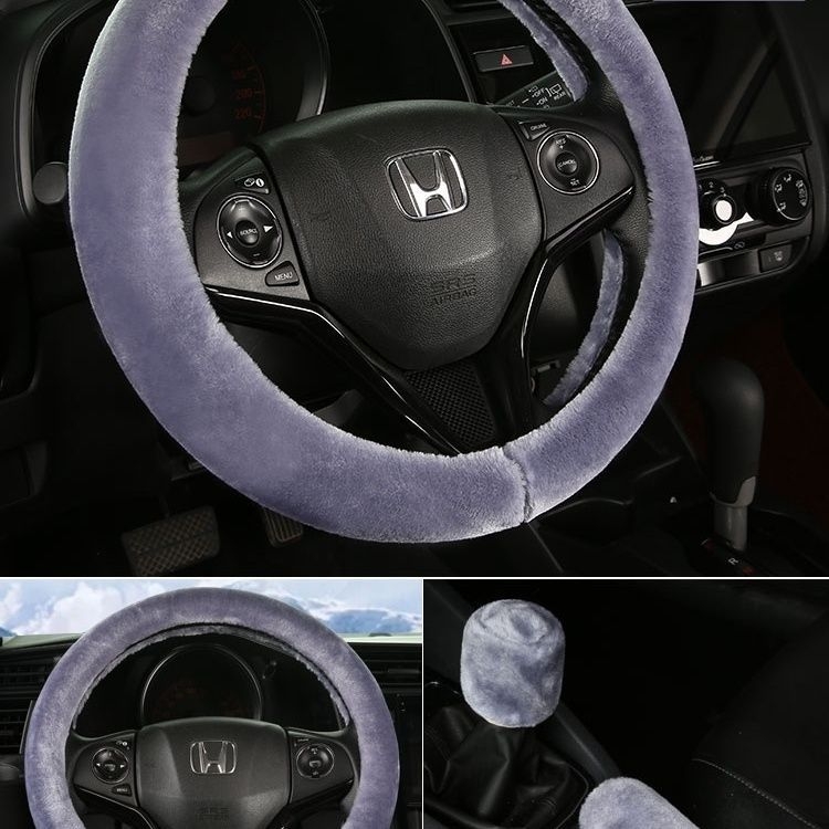 Set de trei piese acoperire volan velur iarnă — Potrivire universală, Antiderapant, Include acoperire volan, acoperire levier viteze, acoperire frână de mână