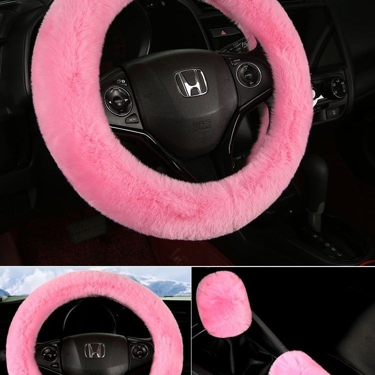 Set de trei piese acoperire volan velur iarnă — Potrivire universală, Antiderapant, Include acoperire volan, acoperire levier viteze, acoperire frână de mână