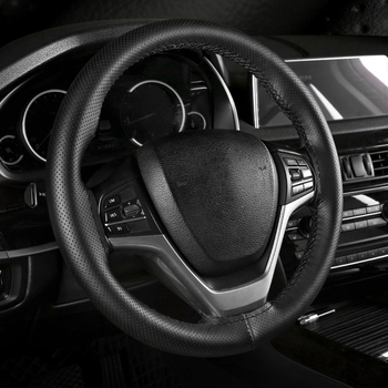 Husă de volan cusută manual - Piele de vițel din primul strat, absorbantă la transpirație, respirabilă, antiderapantă