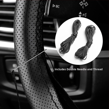 Husă de volan cusută manual - Piele de vițel din primul strat, absorbantă la transpirație, respirabilă, antiderapantă