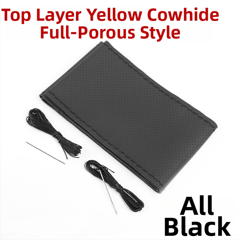 Husă de volan cusută manual - Piele de vițel din primul strat, absorbantă la transpirație, respirabilă, antiderapantă